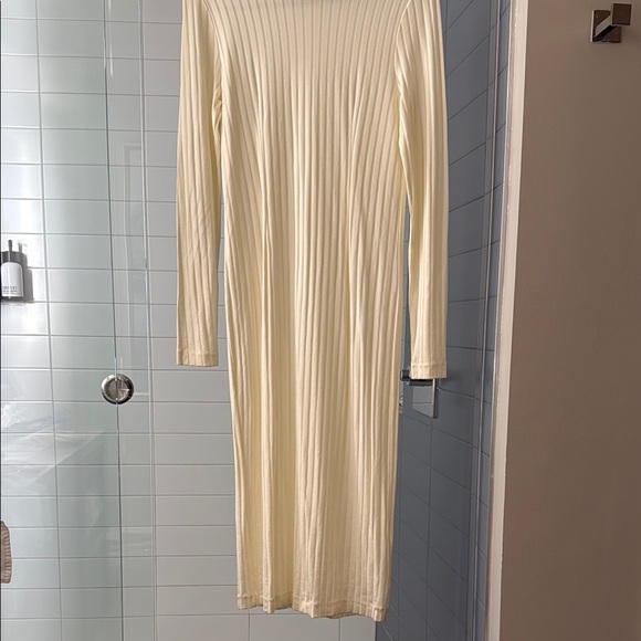 Samsoe Samsoe Jenari Ribbed Knit Eggnog Long Sleeve Sheath Dress Size Large - Picture 5 of 15